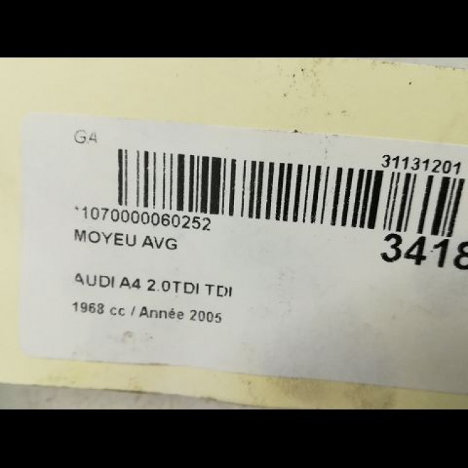 Moyeu avg occasion AUDI A4 II Phase 2 09-2004->04-2008 2.0 TDi 140ch 8E0498625B 4