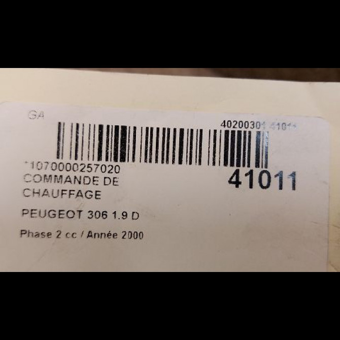 Commande de chauffage occasion PEUGEOT 306 Phase 2 04-1997->03-2002 1.9 D 6451F2 3