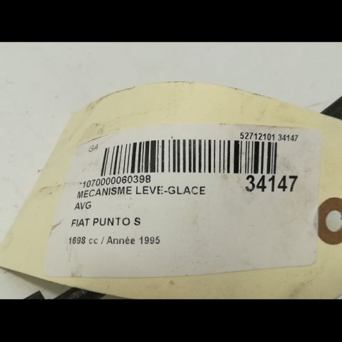 Mécanisme lève-glace avant gauche occasion FIAT PUNTO I Phase 1 11-1993->10-1999 D S 7737014 5