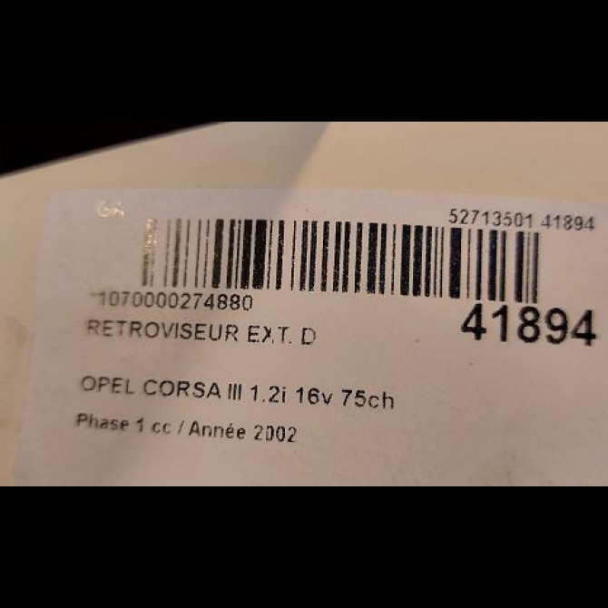 Retroviseur exterieur manuel droit occasion OPEL CORSA III Phase 1 10-2000->08-2003 1.2i 16v 75ch 24420988 3