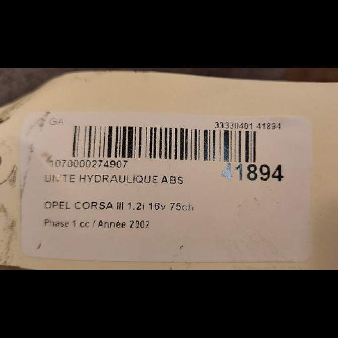 Unité hydraulique ABS occasion OPEL CORSA III Phase 1 10-2000->08-2003 1.2i 16v 75ch 93172000 3