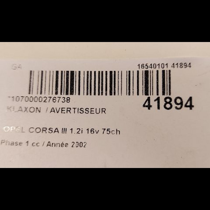 Klaxon  / avertisseur occasion OPEL CORSA III Phase 1 10-2000->08-2003 1.2i 16v 75ch 13173097 3