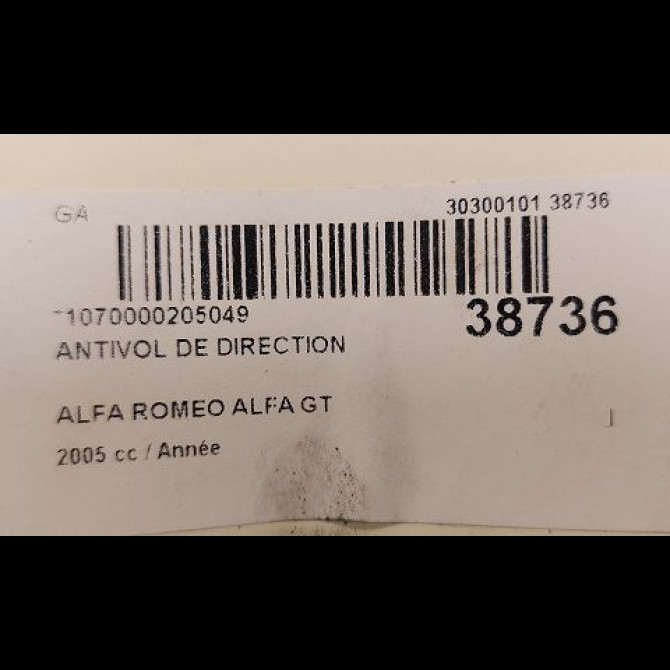 Antivol de direction occasion ALFA ROMEO ALFA GT Phase 1 03-2004->12-2010 46819068 3