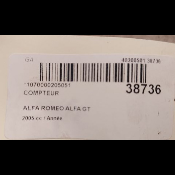 Compteur occasion ALFA ROMEO ALFA GT Phase 1 03-2004->12-2010 156050196 3