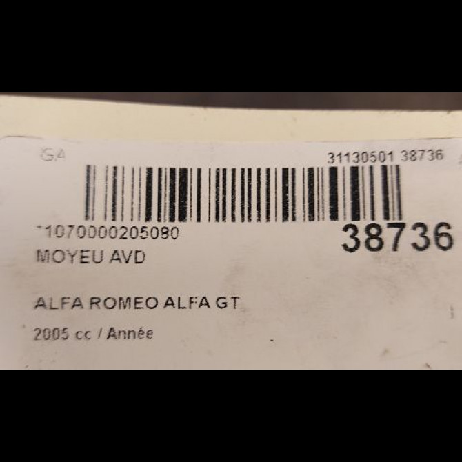 Moyeu avd occasion ALFA ROMEO ALFA GT Phase 1 03-2004->12-2010 51813925 3