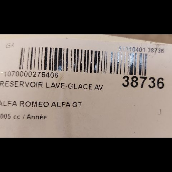 Reservoir lave-glace avant occasion ALFA ROMEO ALFA GT Phase 1 03-2004->12-2010 60687968 3
