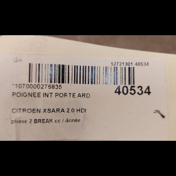 Poignee int porte ard occasion CITROEN XSARA phase 2 BREAK 09-2000->12-2005 2.0 HDI 90ch 9143A2 3