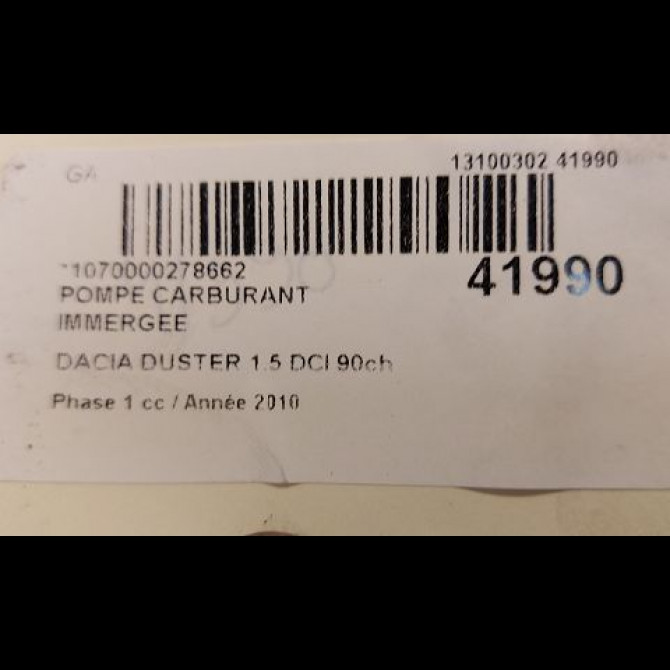 Pompe à carburant immergée occasion DACIA DUSTER Phase 1 03-2010->12-2013 1.5 DCI 90ch 172023705R 3
