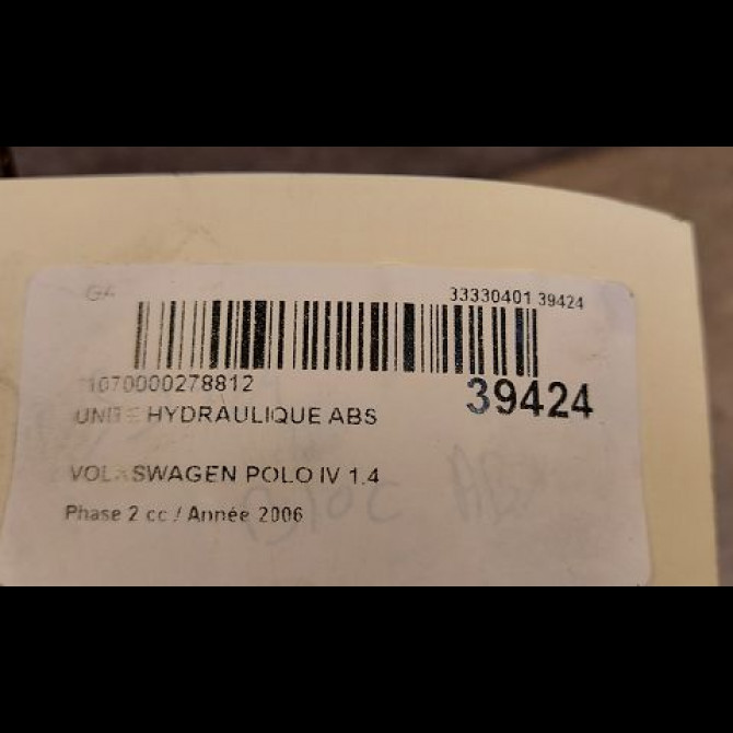 Unité hydraulique ABS occasion VOLKSWAGEN POLO IV Phase 2 05-2005->09-2009 1.4 TDI 70ch 6Q0614117AM 3