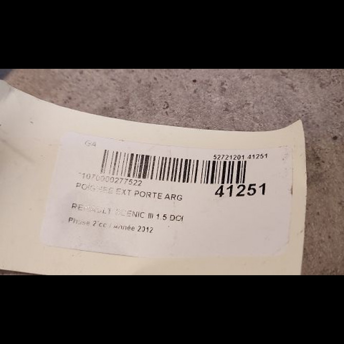 Poignee ext porte arg occasion RENAULT SCENIC III Phase 2 12-2011->03-2013 1.5 DCI 110ch 806B03759R 3