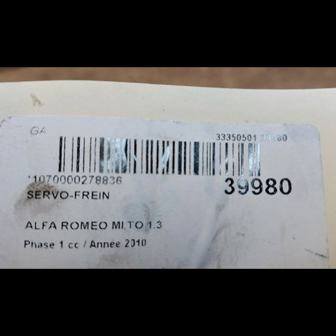 Servo-frein occasion ALFA ROMEO MI.TO MI.TO Phase 1 2008-09-01->2016-12-31 1.3 JTDM 95ch 77365712 3
