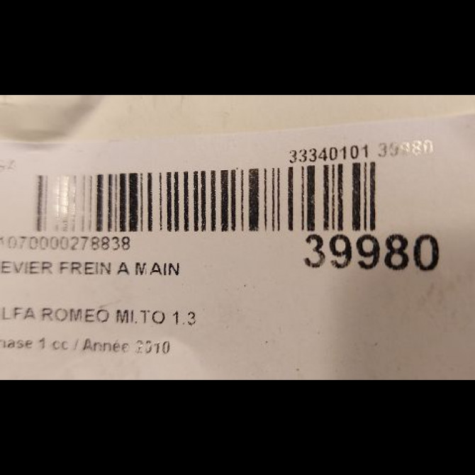 Levier frein a main occasion ALFA ROMEO MI.TO MI.TO Phase 1 2008-09-01->2016-12-31 1.3 JTDM 95ch 156096539 2