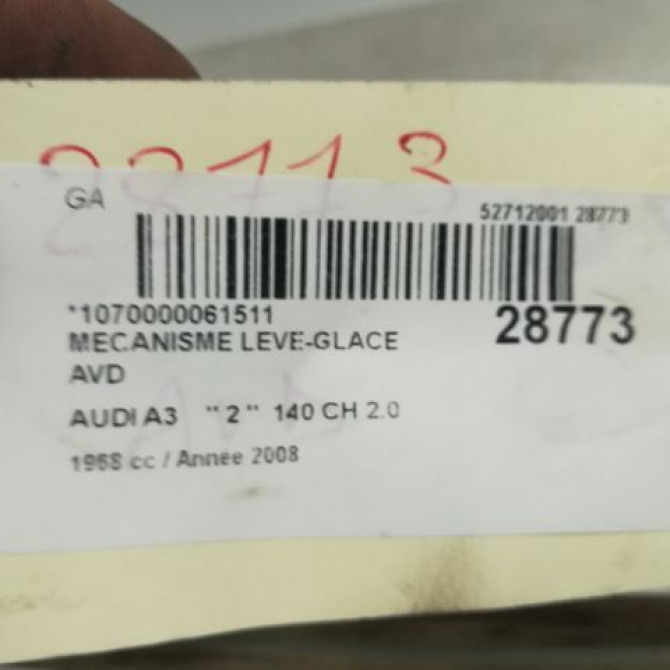 Mécanisme lève-glace avant droit occasion AUDI A3 II Phase 1 06-2003->06-2008 2.0 FSI150ch 8P3837462C 3