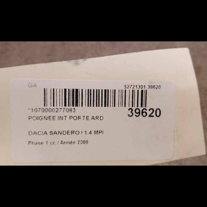 Poignee int porte ard occasion DACIA SANDERO I Phase 1 06-2008->10-2012 1.4 MPI 75ch 8200735218 3