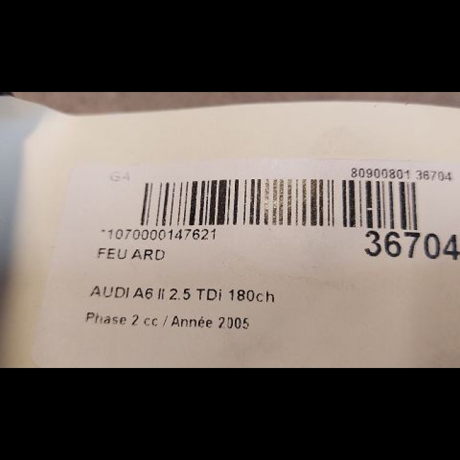 Feu arrière droit occasion AUDI A6 II Phase 2 07-2001->05-2004 2.5 TDi 180ch 3