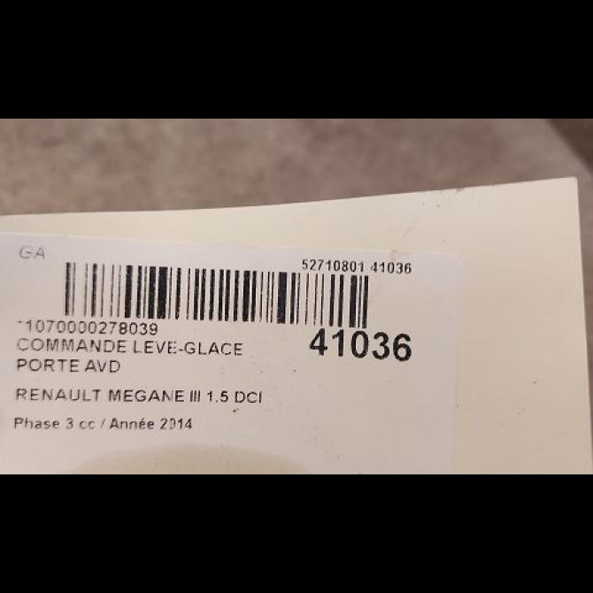 Commande lève-glace porte avant droite occasion RENAULT MEGANE III Phase 3 10-2013->... 1.5 DCI 110ch 3