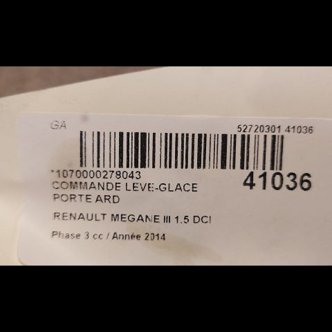 Commande leve-glace porte arrière droite occasion RENAULT MEGANE III Phase 3 10-2013->... 1.5 DCI 110ch 3