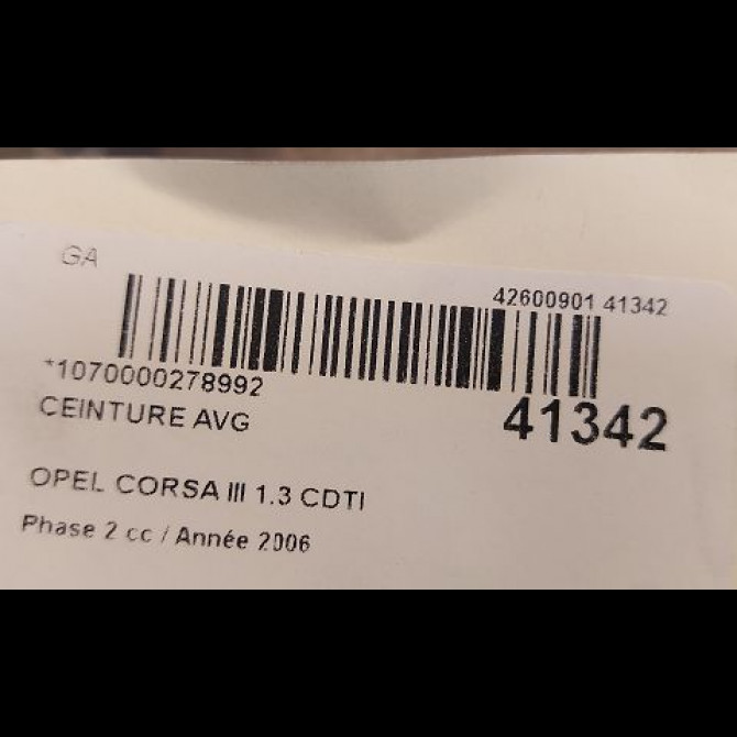 Ceinture avant gauche occasion OPEL CORSA III Phase 2 08-2003->09-2006 1.3 CDTI 70ch 13181454 4