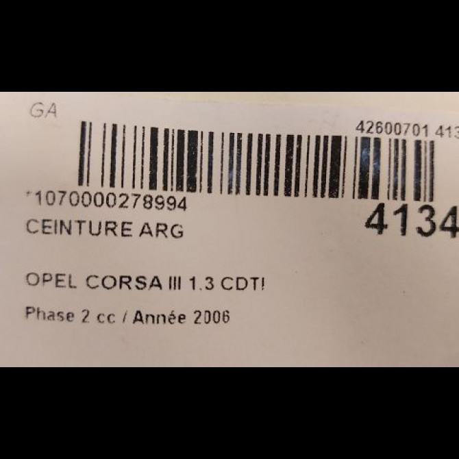 Ceinture arrière gauche occasion OPEL CORSA III Phase 2 08-2003->09-2006 1.3 CDTI 70ch 13181466 4
