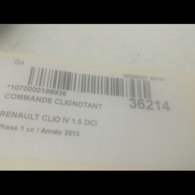 Commande clignotant occasion RENAULT CLIO IV Phase 1 07-2012->... 1.5 DCI 90ch 8201167992 3