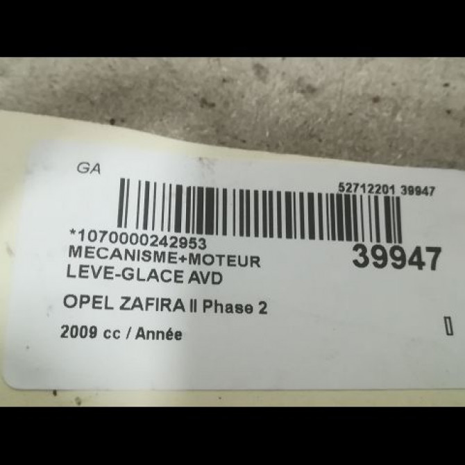 Mecanisme + moteur lève-glace avant droit occasion OPEL ZAFIRA II Phase 2 01-2008->12-2014 93184843 3