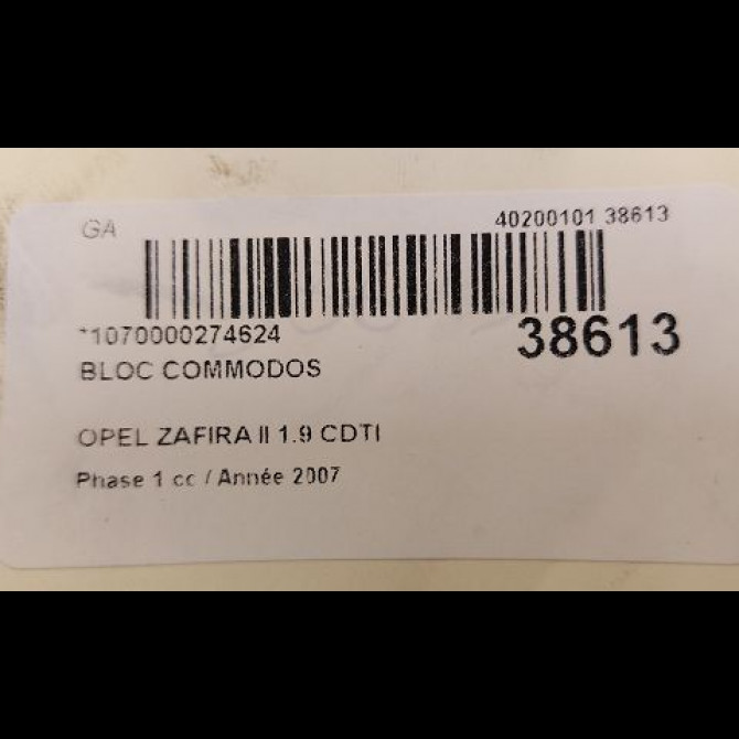 Bloc commodos occasion OPEL ZAFIRA II Phase 1 07-2005->12-2007 1.9 CDTI 120ch 5