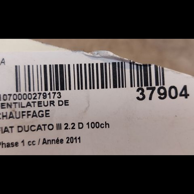 Ventilateur de chauffage occasion FIAT DUCATO III Phase 1 06-2006->10-2014 2.2 D 100ch 3
