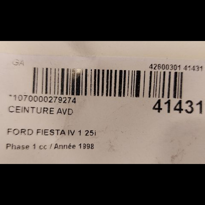 Ceinture avant droite occasion FORD FIESTA IV Phase 1 09-1995->09-1999 1.25i 4