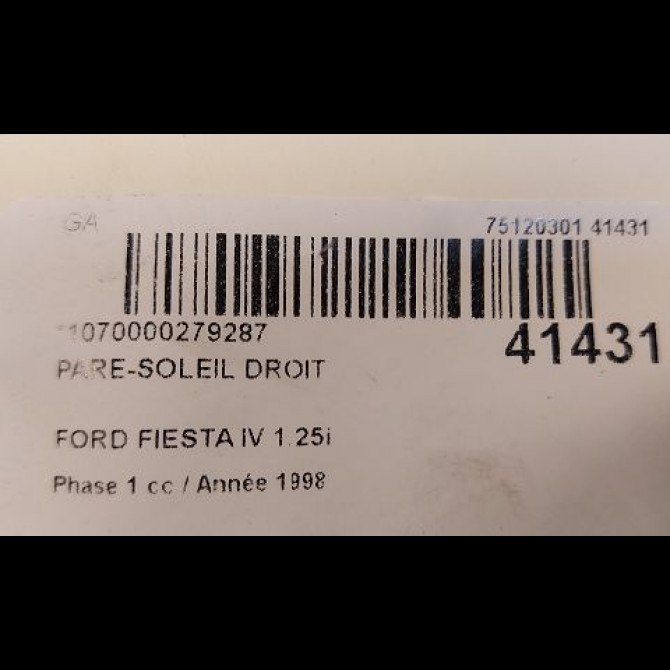 Pare-soleil droit occasion FORD FIESTA IV Phase 1 09-1995->09-1999 1.25i 1056269 3