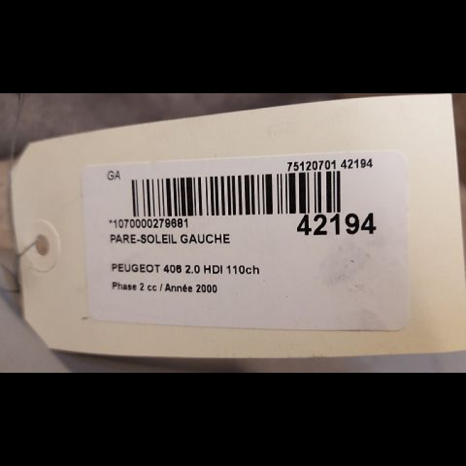 Pare-soleil gauche occasion PEUGEOT 406 Phase 2 04-1999->04-2004 2.0 HDI 110ch 8143T4 3