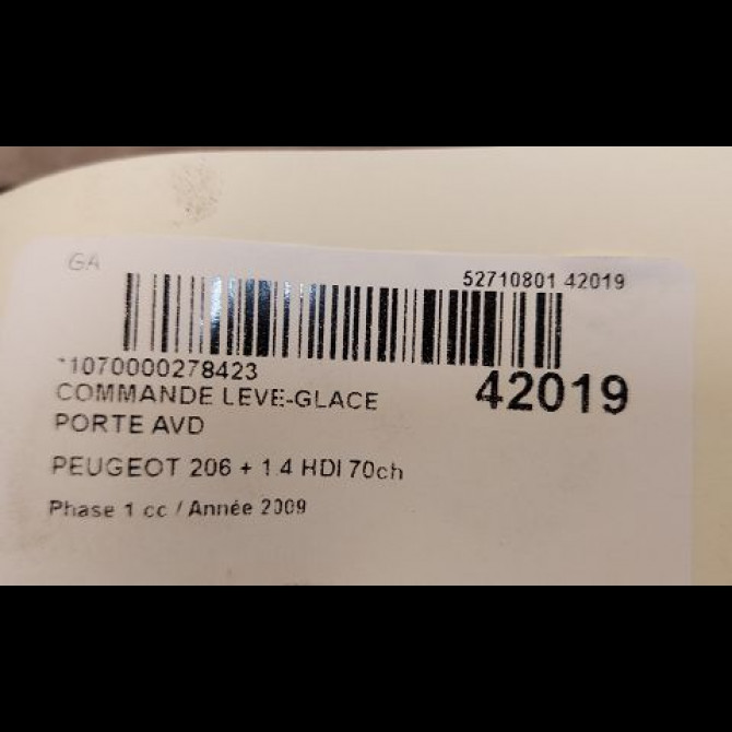 Commande lève-glace porte avant droite occasion PEUGEOT 206 + Phase 1 03-2009->05-2013 1.4 HDI 70ch 3