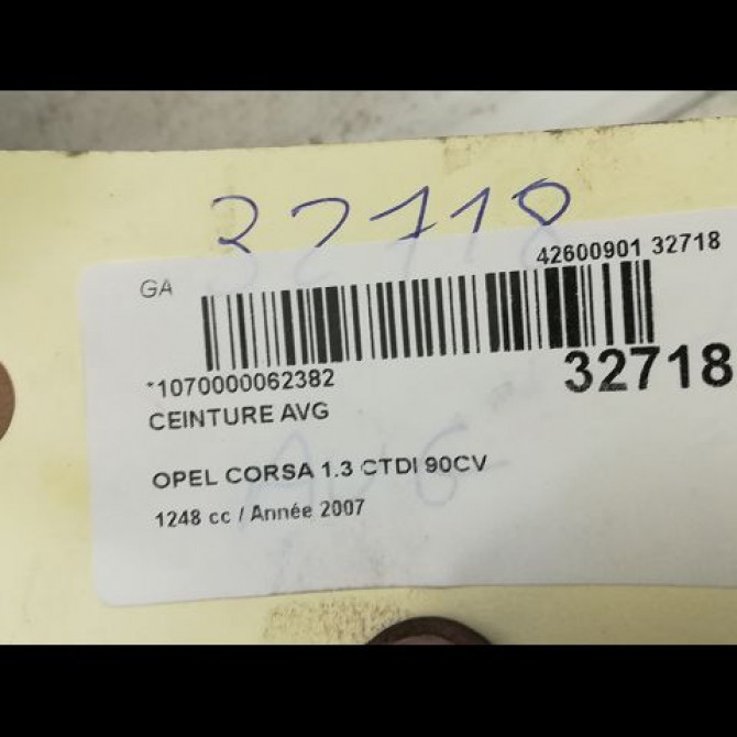 Ceinture avant gauche occasion OPEL CORSA IV Phase 1 09-2006->12-2010 1.3 CDTI 90ch 13272546 4