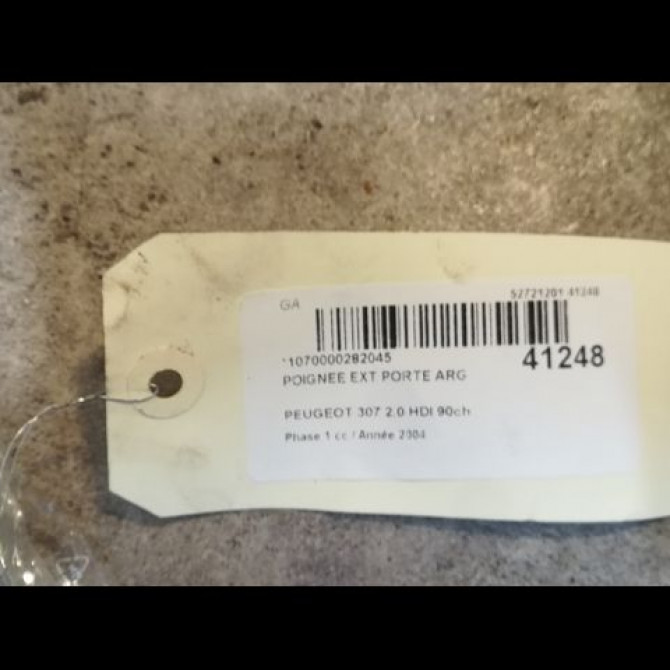 Poignee ext porte arg occasion PEUGEOT 307 Phase 1 04-2001->06-2005 2.0 HDI 90ch 9101W2 2