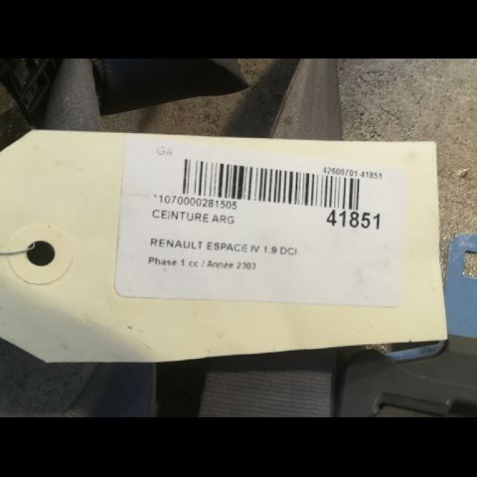Ceinture arrière gauche occasion RENAULT ESPACE IV Phase 1 09-2002->03-2006 1.9 DCI 8200211692 2