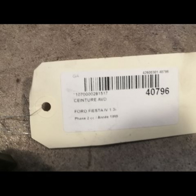 Ceinture avant droite occasion FORD FIESTA IV Phase 2 09-1999->09-2002 1.3i 2