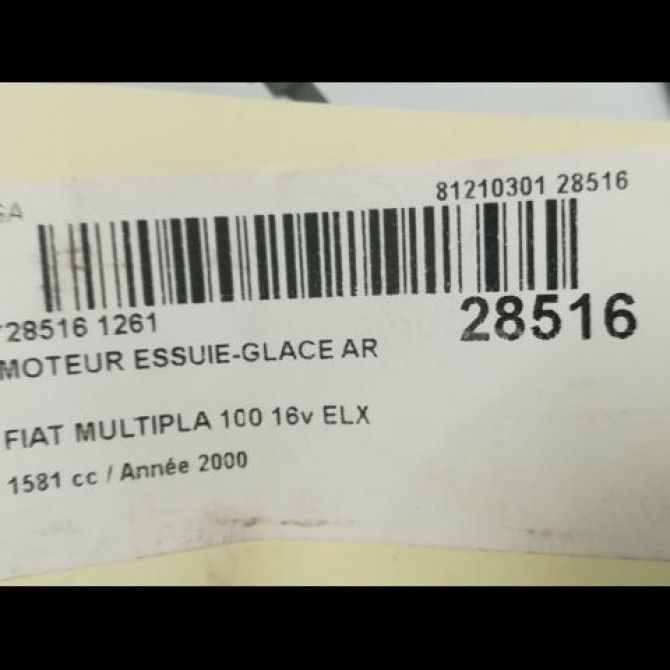 Moteur essuie-glace arrière occasion FIAT MULTIPLA Phase 1 01-1999->09-2004 46737995 4