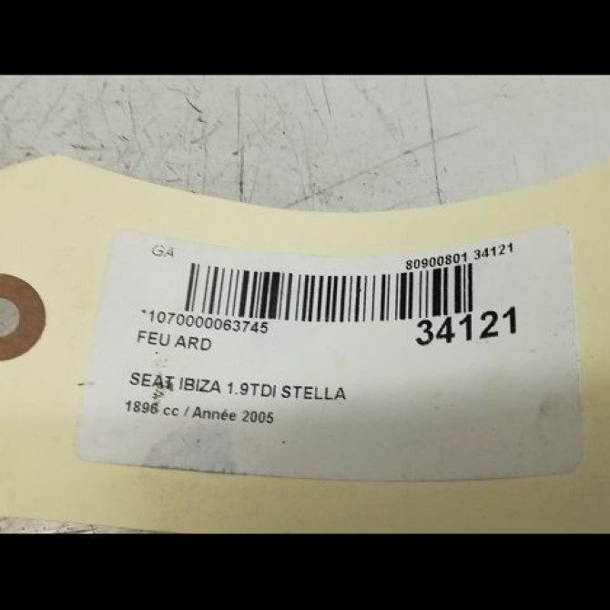 Feu arrière droit occasion SEAT IBIZA III Phase 1 03-2002->03-2006 1.9 TDI 100ch 6L6945112C 3