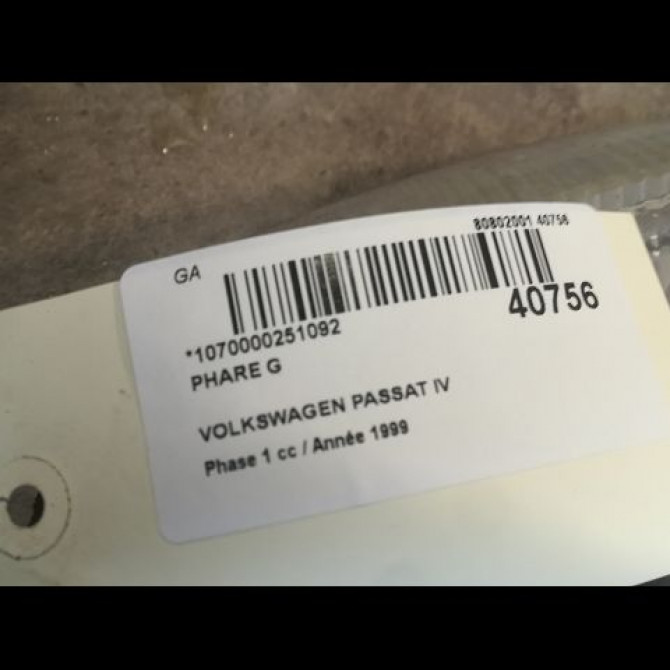 Phare gauche occasion VOLKSWAGEN PASSAT IV Phase 1 10-1996->10-2000 1.9 TDI 115ch 3B0941017R 3