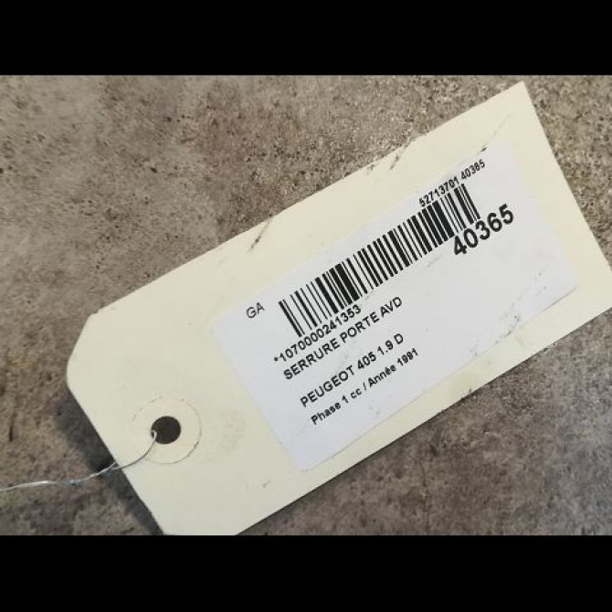 Serrure porte avd occasion PEUGEOT 405 Phase 1 07-1987->06-1992 1.9 D 913680 3