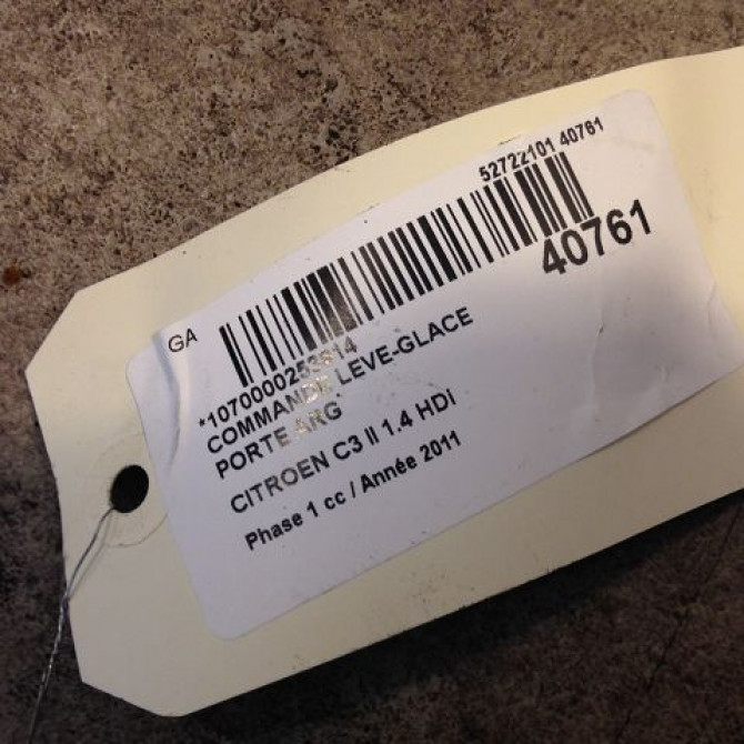 Commande leve-glace porte arrière gauche occasion CITROEN C3 II Phase 1 11-2009->02-2013 1.4 HDi 98012514XT 3