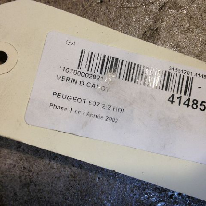 Verin d capot occasion PEUGEOT 607 Phase 1 11-1999->09-2004 2.2 HDI 2