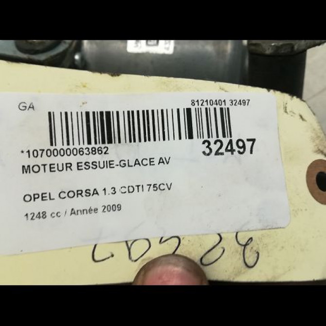 Moteur essuie-glace avant occasion OPEL CORSA IV Phase 1 09-2006->12-2010 1.3 CDTI 75ch 13182340 3