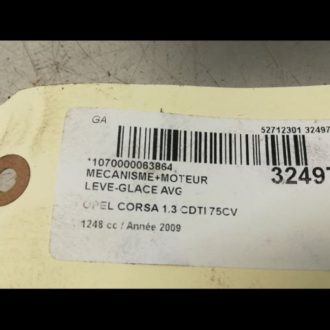 Mecanisme+moteur leve-glace avg occasion OPEL CORSA IV Phase 1 09-2006->12-2010 1.3 CDTI 75ch 13447038 5