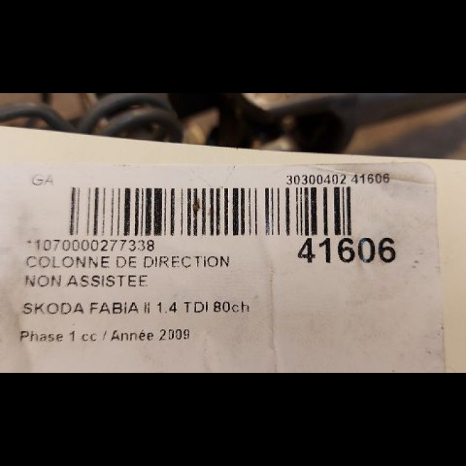 Colonne de direction non assistee occasion SKODA FABIA II Phase 1 05-2007->03-2010 1.4 TDI 80ch 6Q1419501BF 3