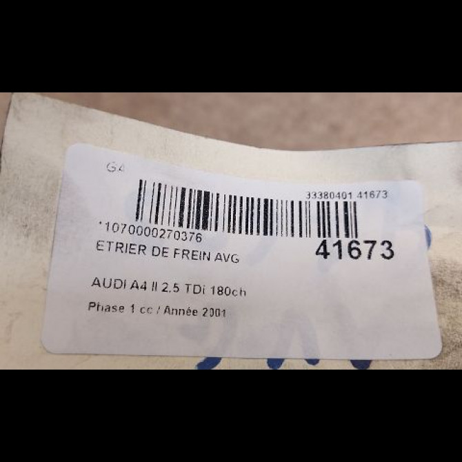 Etrier de frein avant gauche occasion AUDI A4 II Phase 1 01-2001->11-2004 2.5 TDi 180ch 4B0615123 3