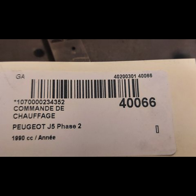 Commande de chauffage occasion J5 Phase 2 07-1990->06-1994 3