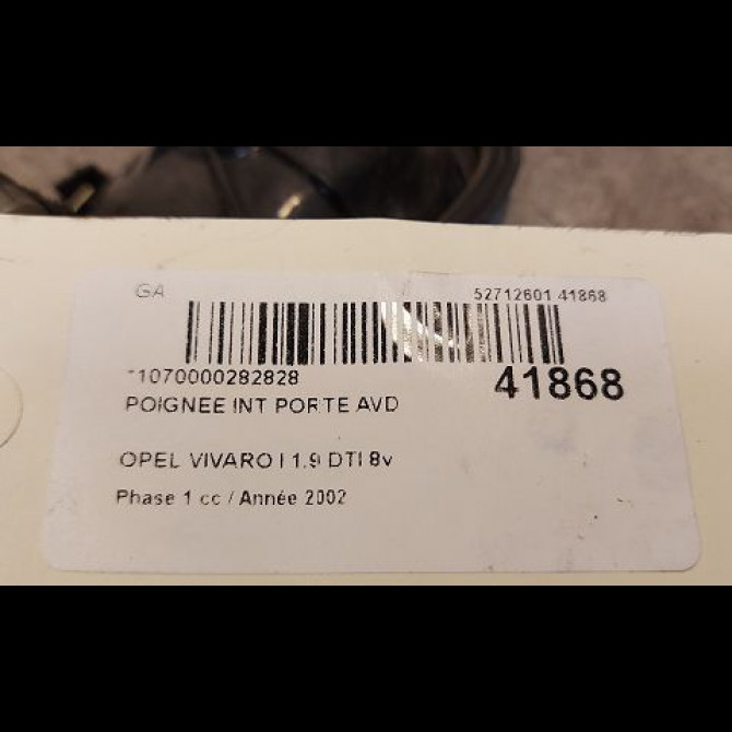 Poignee int porte avd occasion OPEL VIVARO I Phase 1 10-2002->08-2006 1.9 DTI 8v 100ch 93859065 3