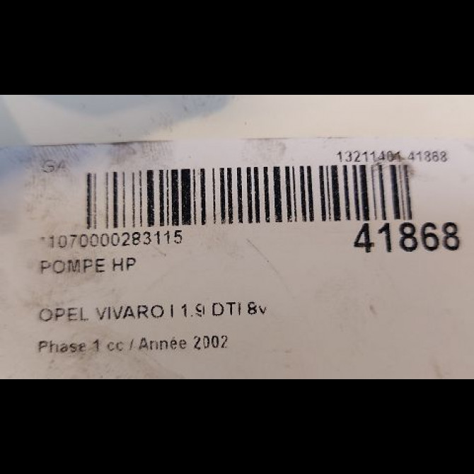 Pompe hp occasion OPEL VIVARO I Phase 1 10-2002->08-2006 1.9 DTI 8v 100ch 93198099 4