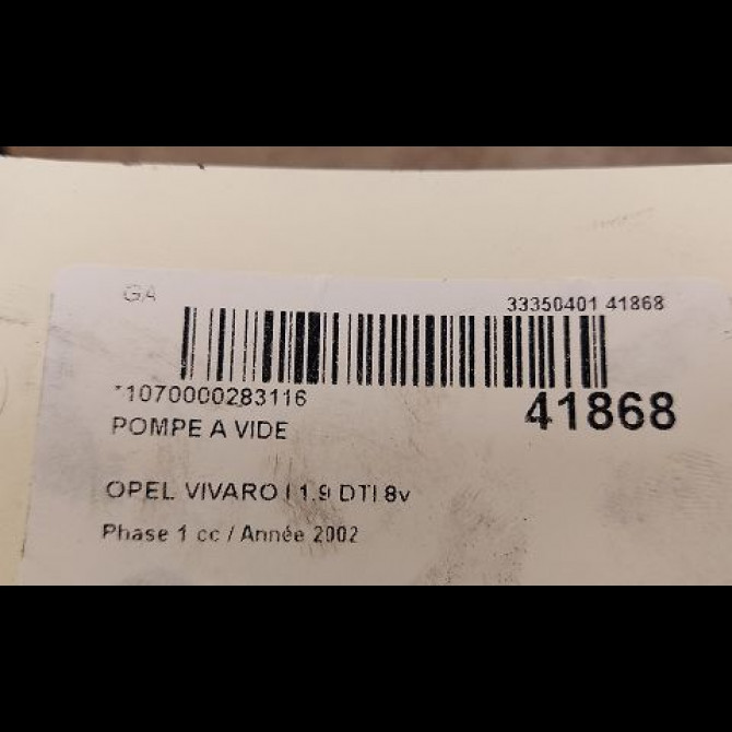 Pompe a vide occasion OPEL VIVARO I Phase 1 10-2002->08-2006 1.9 DTI 8v 100ch 93198146 3