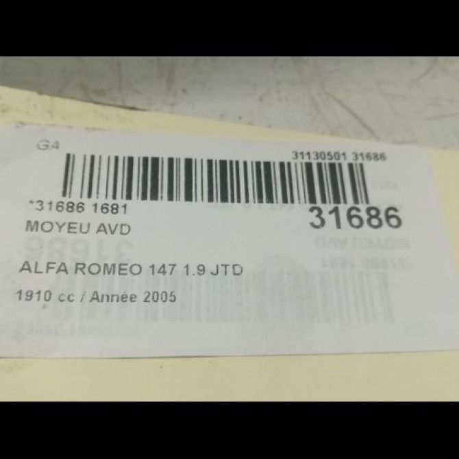 Moyeu avd occasion ALFA ROMEO 147 Phase 1 09-2000->09-2004 46739139 6